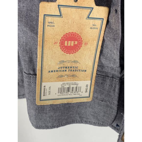 Urban Pipeline Mens XXL Button Up Long Sleeve Shirt Triangle Print Blue - Picture 4 of 6